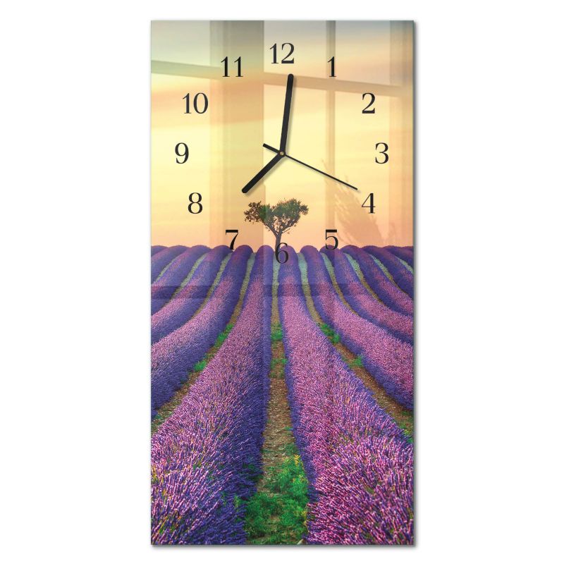 Zegar Ścienny Cichy Mechanizm Tulup 30x60 cm z Czarnymi Wskazówkami Pole Lawendy 1 szt.