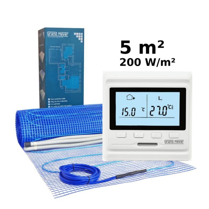 Zestaw do ogrzewania podłogowego 5 m², 200 W/m² + termostat HW500 programowalny, 1 pc