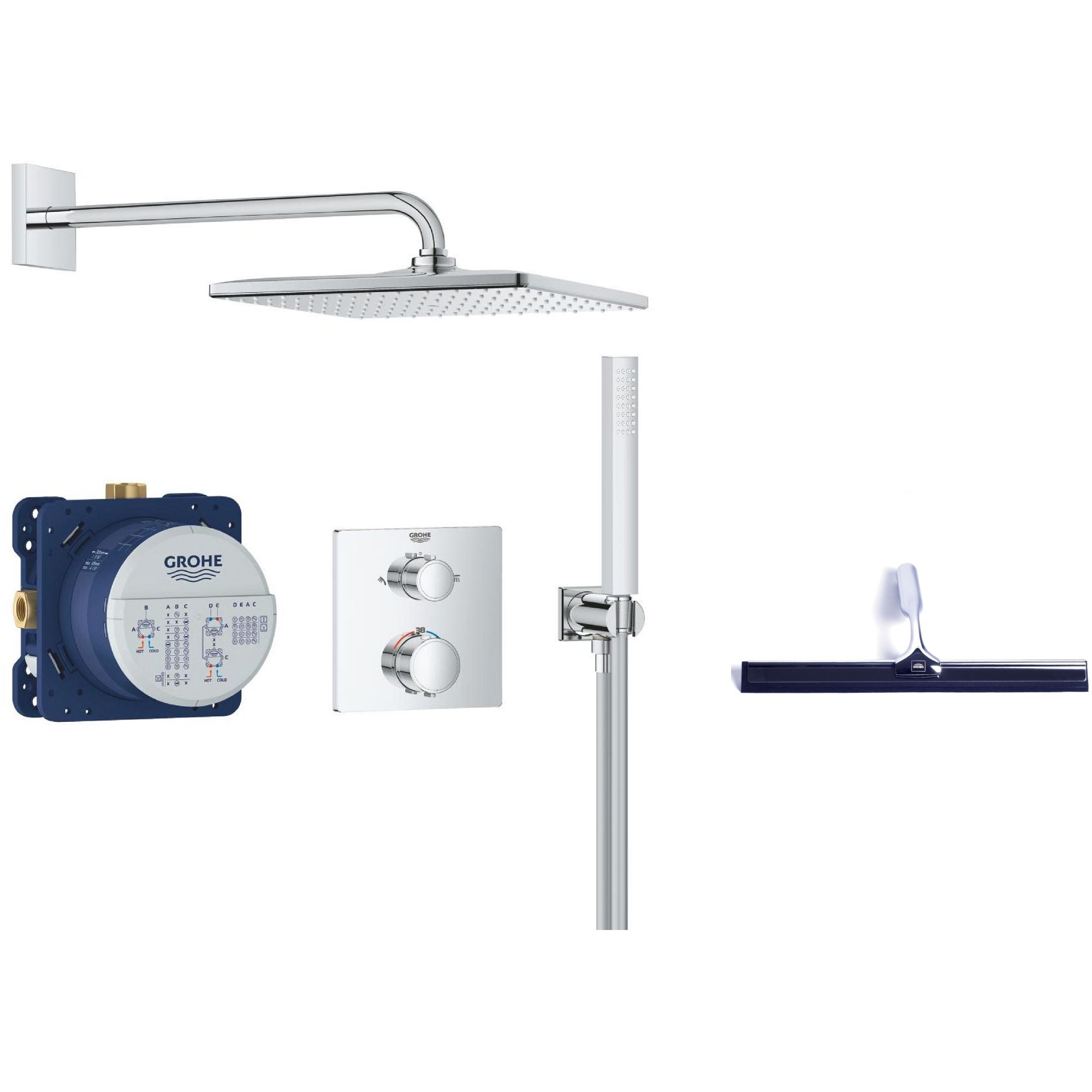 Grohe Vitalio Start zestaw prysznicowy podtynkowy termostatyczny z deszczownicą chrom 34881000 + ściągaczka do wody GRATIS - Wysyłka w 24h