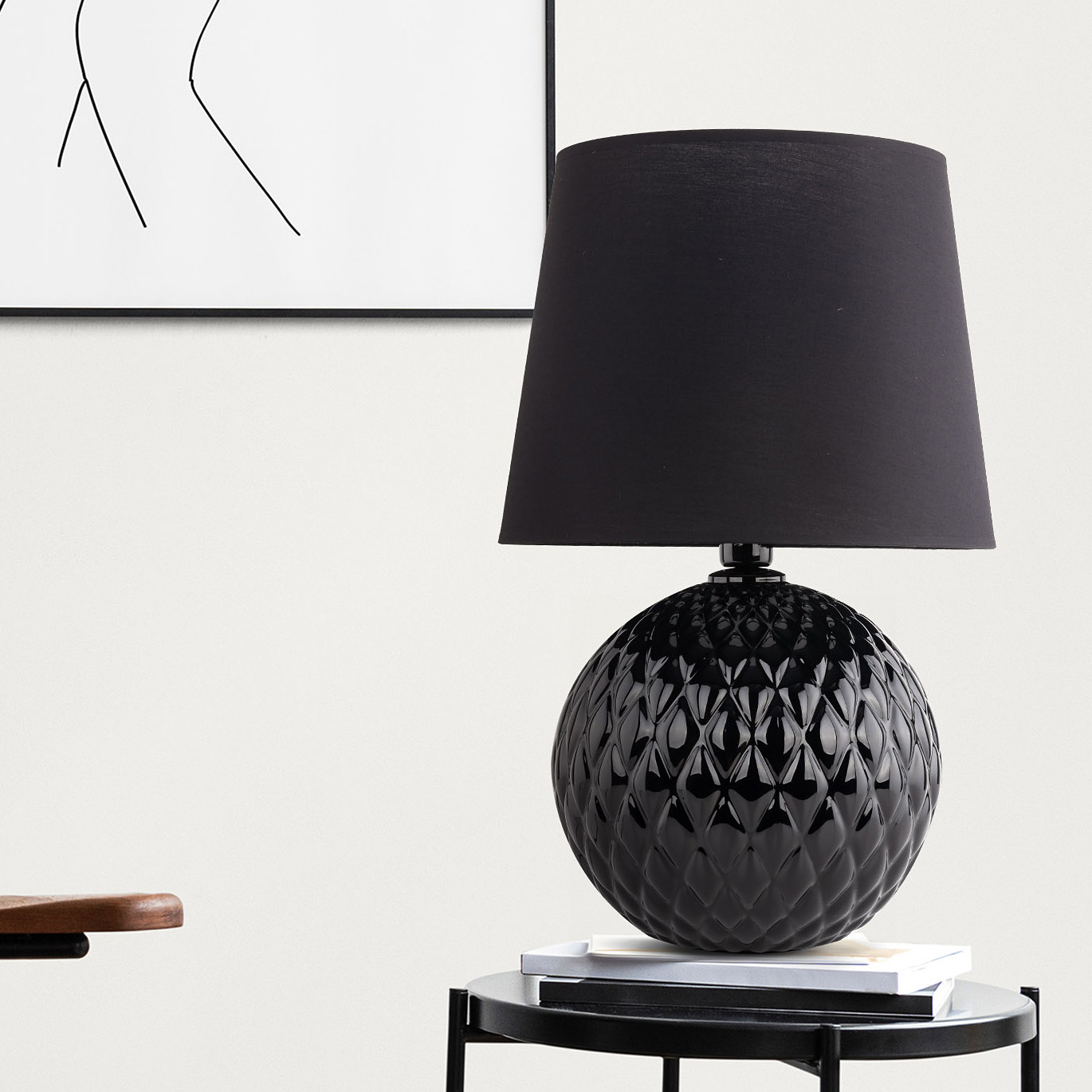 TK Lighting Santana lampa stołowa 1x15 W czarna 16047