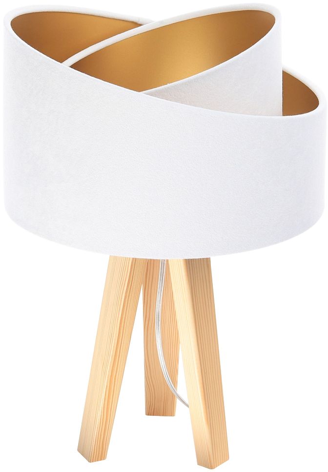 Darmowa Dostawa - Lampa stołowa 1x60 W biała-złota-drewno BPS Koncept Galaxy 060S062