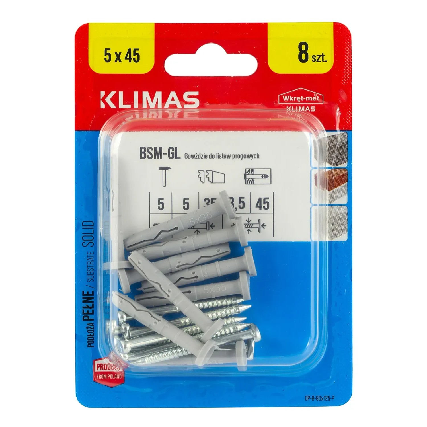 Klimas Gwoździe do listew podłogowych 8 szt. 5x45 mm