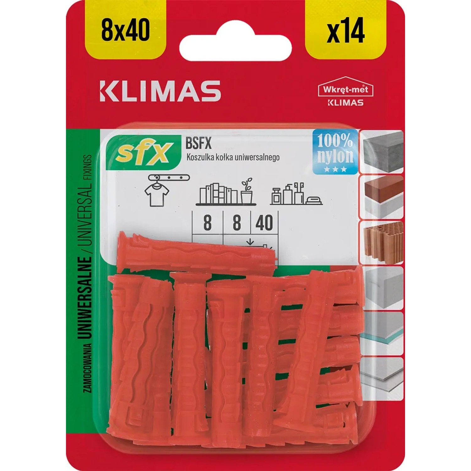 Wkręt-met Koszulka kołka uniwersalnego SFX do wszystkich podłoży 8x40