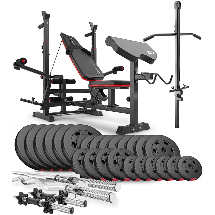 Kunststoff Hantelset 135 kg mit Hantelbank HS-1075