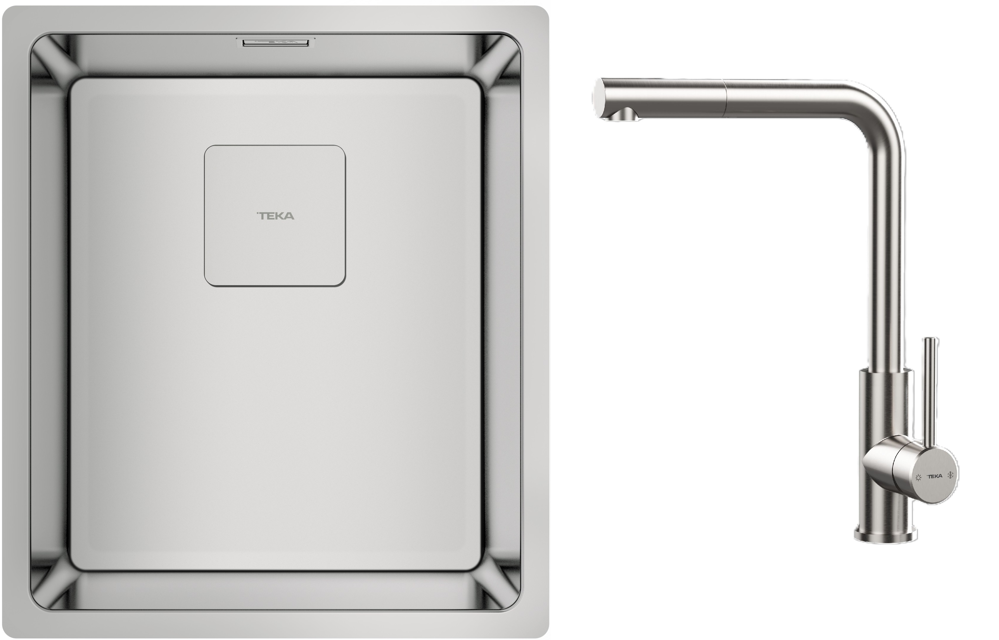 Zestaw Teka Flexlinea zlewozmywak stalowy 44x38 cm z baterią kuchenną UNI 9331 inox (115000015, 116020022)