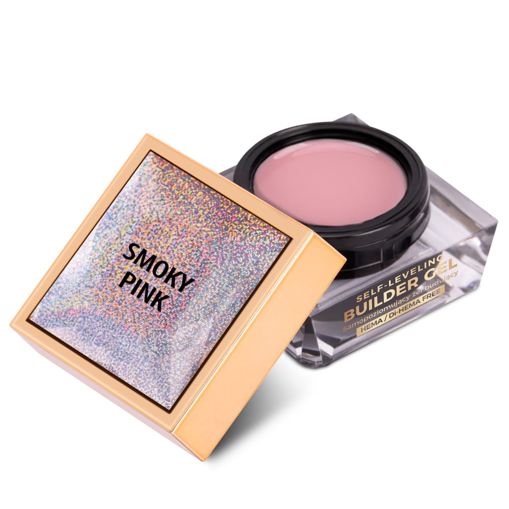 Budujący żel samopoziomujący twardy średniogęsty builder gel self leveling Molly Nails Smoky Pink HEMA/Di-HEMA Free 50 g