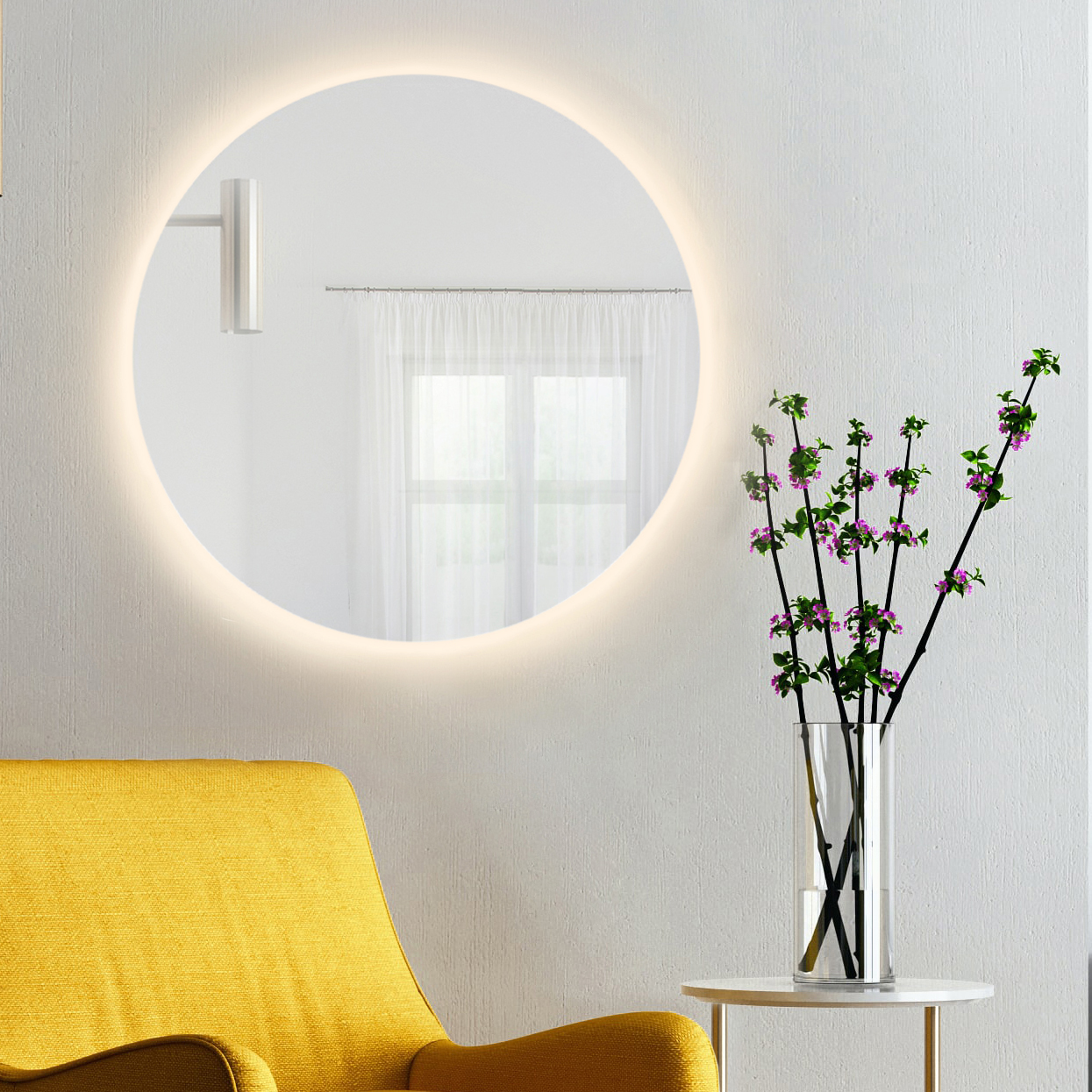 Darmowa Dostawa - Lustro 50x50 cm okrągłe z oświetleniem Baltica Design Bright 5904107912547