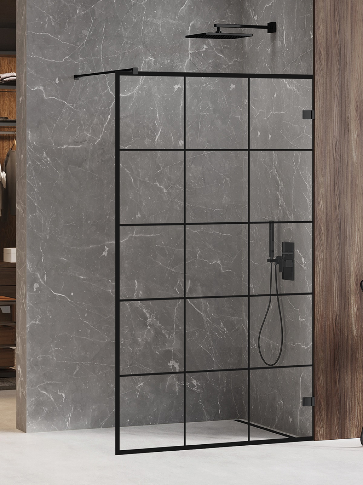 Darmowa Dostawa - Ścianka prysznicowa walk-in 120 cm czarny mat/szkło przezroczyste New Trendy Avexa Black EXK2025