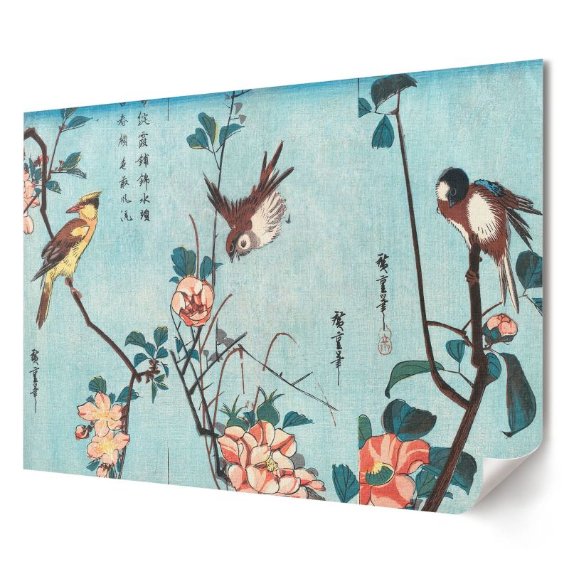 Plakat na ścianę Wallfluent Format A4 Ptaki i kwiaty Artysta Utagawa Hiroshige 1 szt.