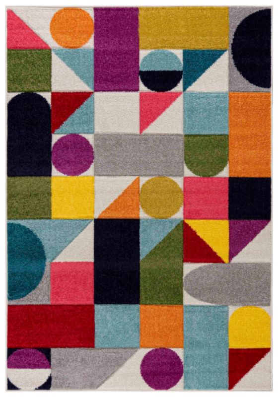 Dywan młodzieżowy nowoczesny, geometryczny 160x230cm Atlanta A093A Mazovia - kolorowy, na ogrzewanie podłogowe, 1szt.