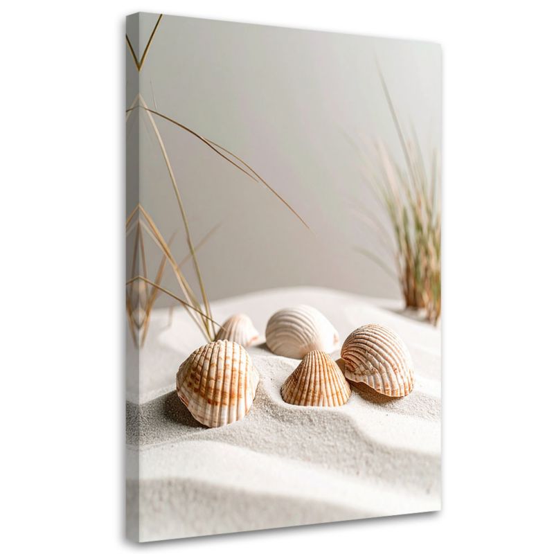 Obraz do salonu kuchni biura Feeby Muszelki plaża rośliny natura beżowy 70x100cm 1szt