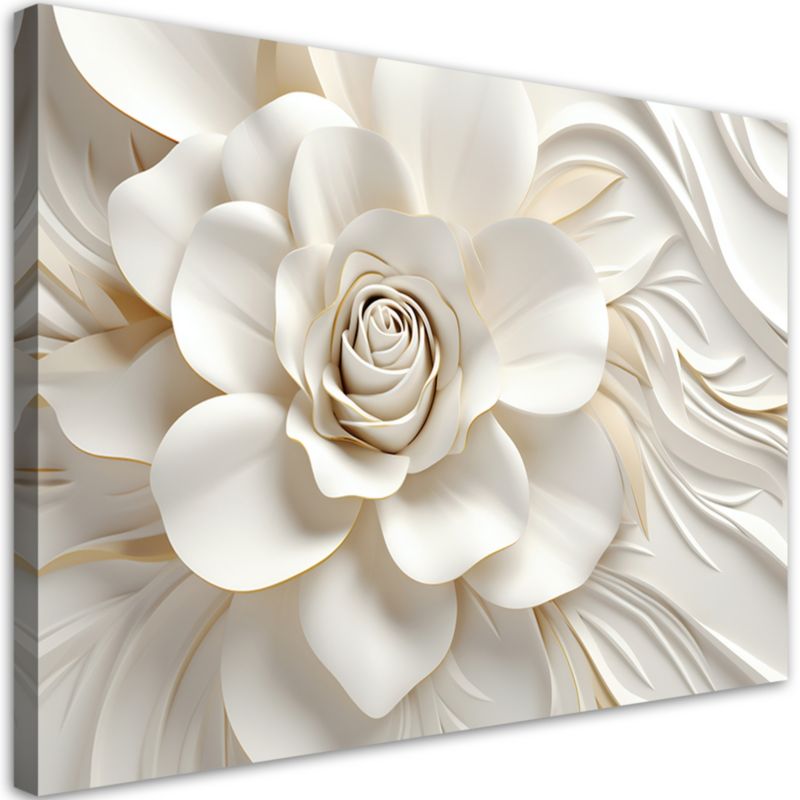 Obraz dekoracja do salonu sypialni Feeby Biało Kwiat Efekt 3D 90x60cm 1szt