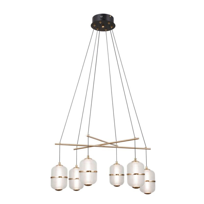 Lampa wisząca Italux ALANI czarna matowa 6 x LED 32W 2496lm wym:110x66x66cm IP20 -1 szt.
