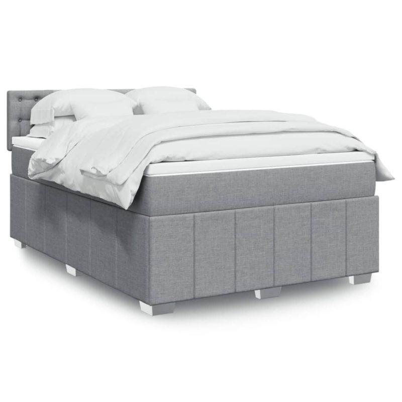 Łóżko z materacem WaszeMeble 135x190 cm Jasnoszary tkanina z LED WM-3289377 1 szt.