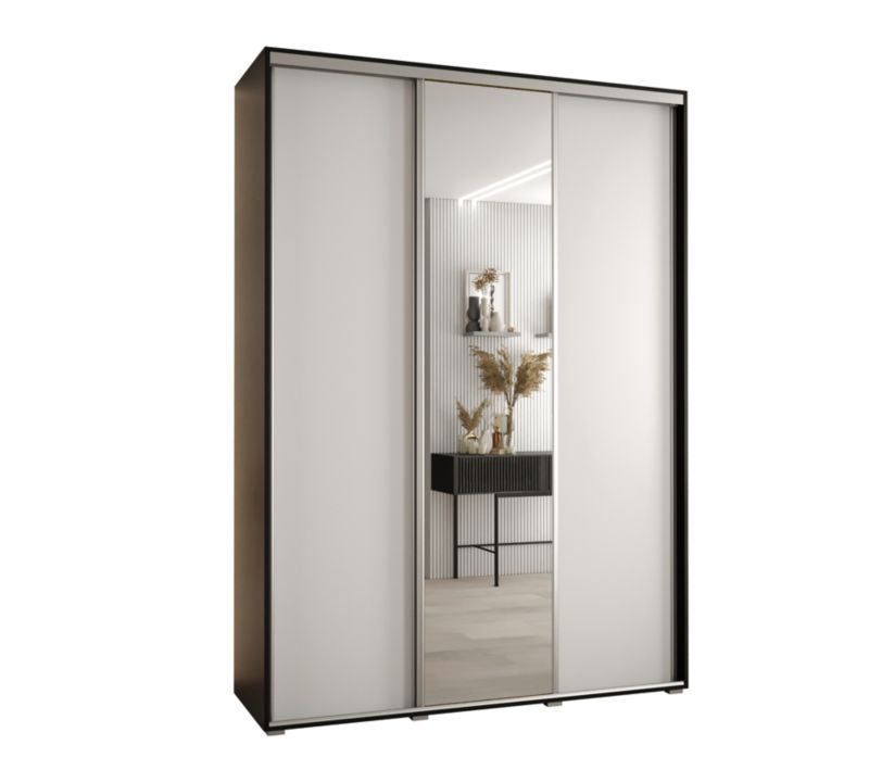 Szafa przesuwna Abiks DAVOS 3 wysoka szer.180cm gł.60cm czarny/biały/srebrny 1szt.