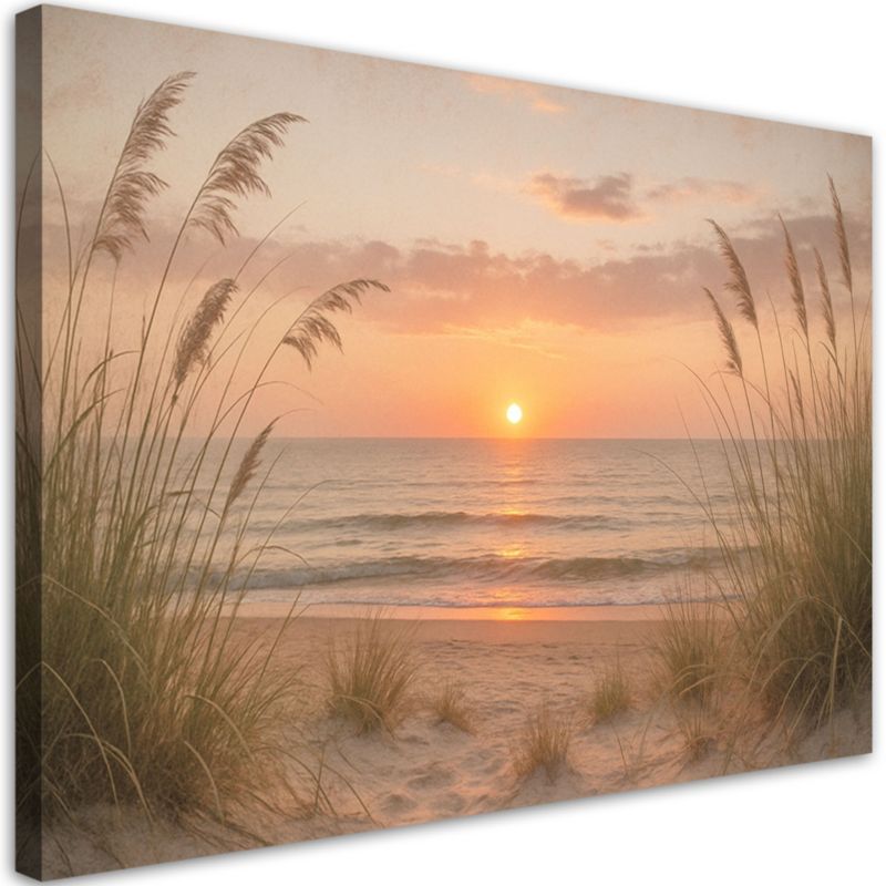 Obraz do salonu sypialni Feeby Zachód słońca Plaża Morze Trawy 60x40cm 1szt