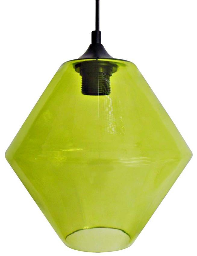 Zielona lampa wisząca z regulacją wysokości do salonu BREMEN szklany klosz