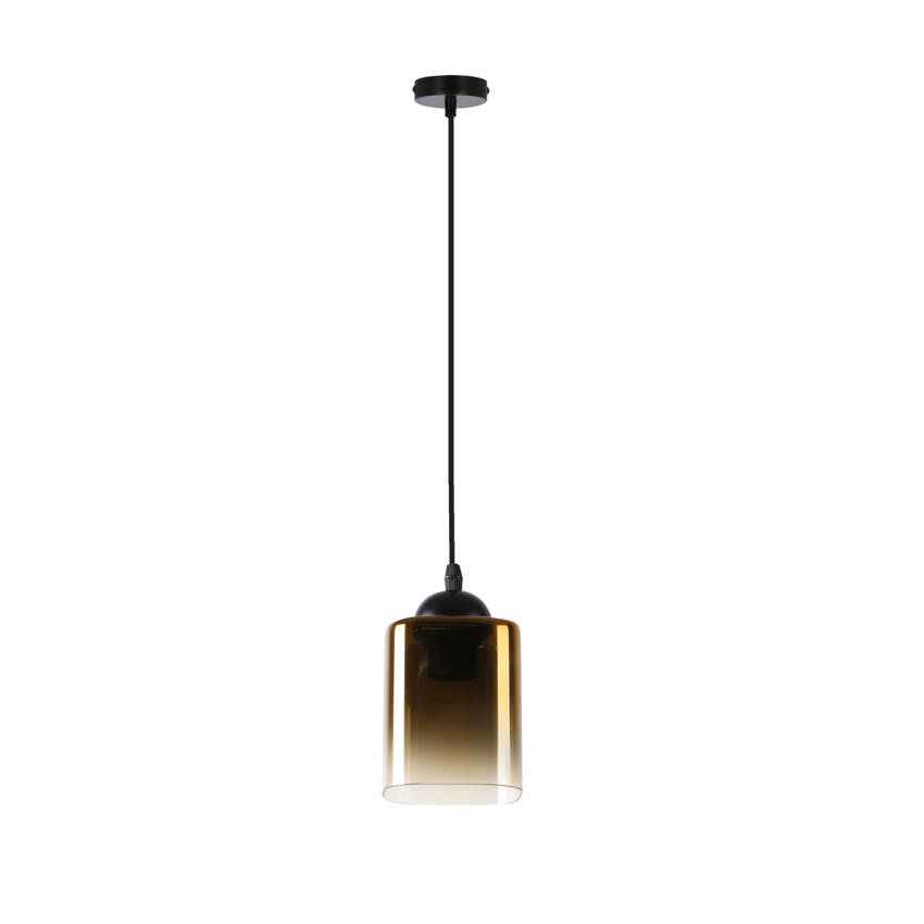 Czarna lampa wisząca z kloszem złotym do salonu Serena 1 punkt światła