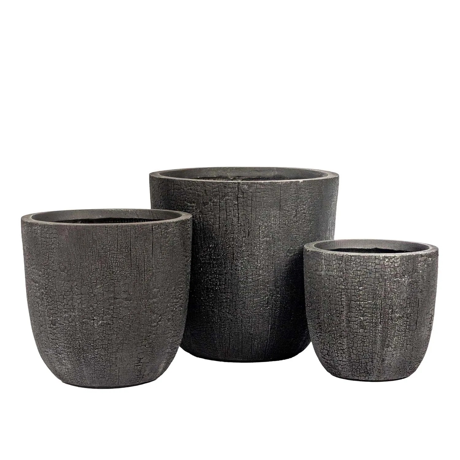 Donica ceramiczna Preto czarna zestaw 3 szt.