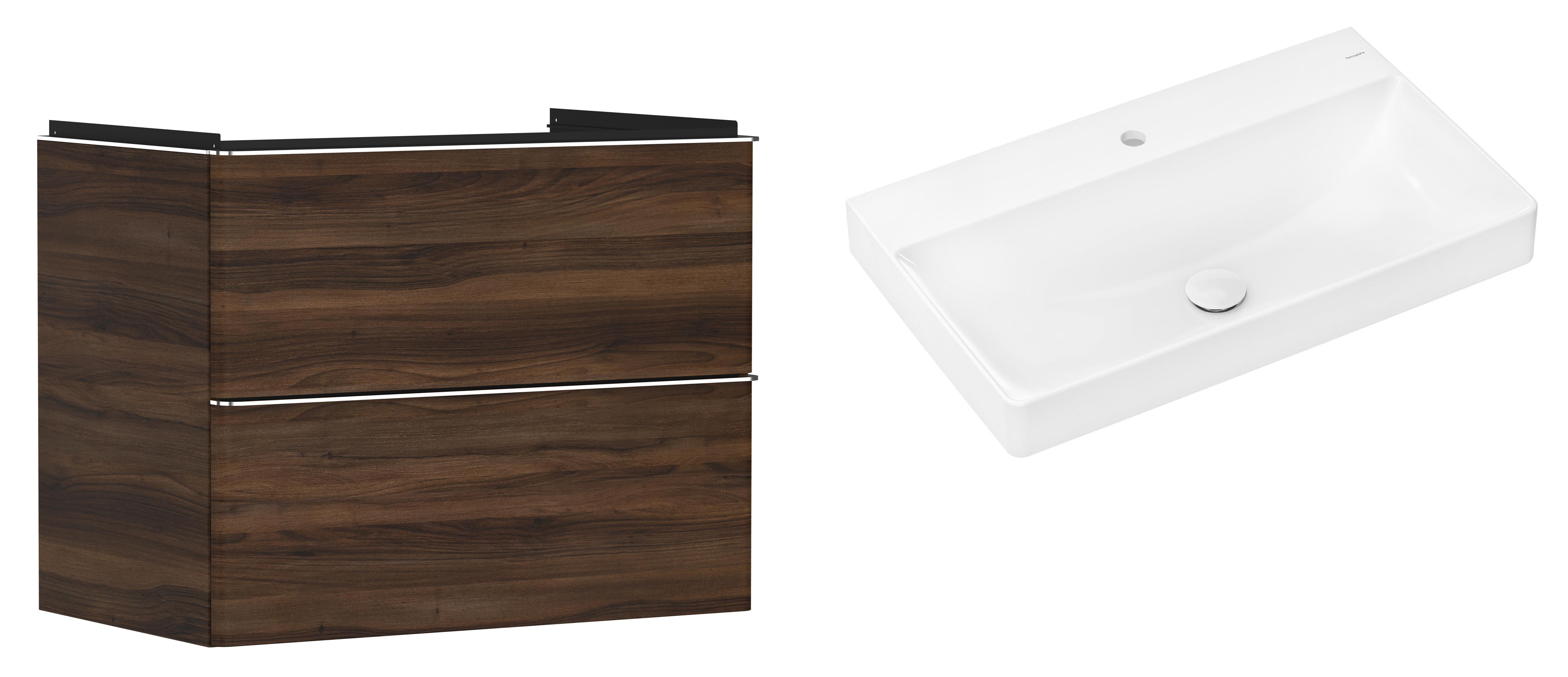 Darmowa Dostawa - Umywalka z szafką 80 cm orzech Hansgrohe Xelu Q abset9922