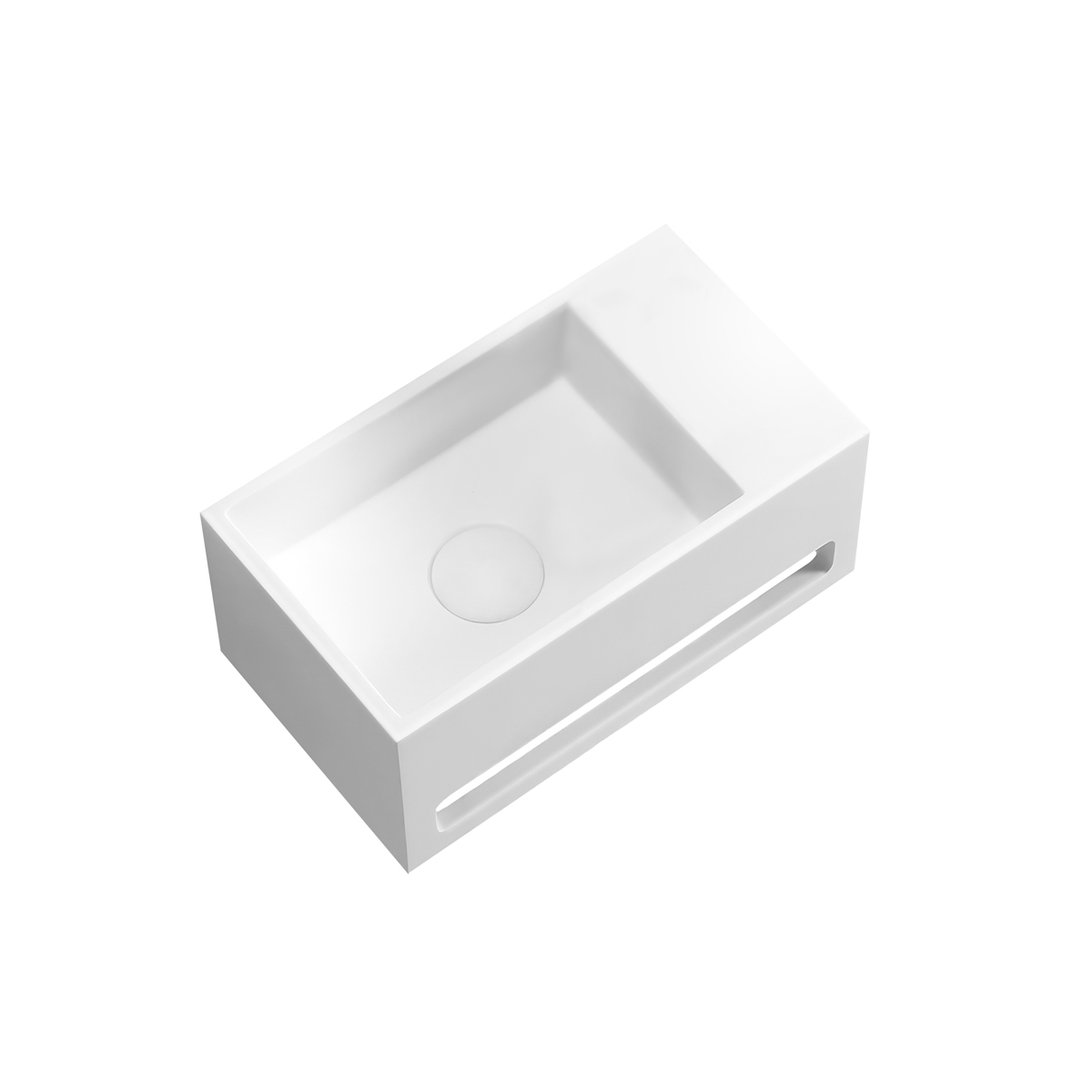 Oltens Fri umywalka 35,5x20 cm ścienna LavaForm prawa biały połysk 40007000