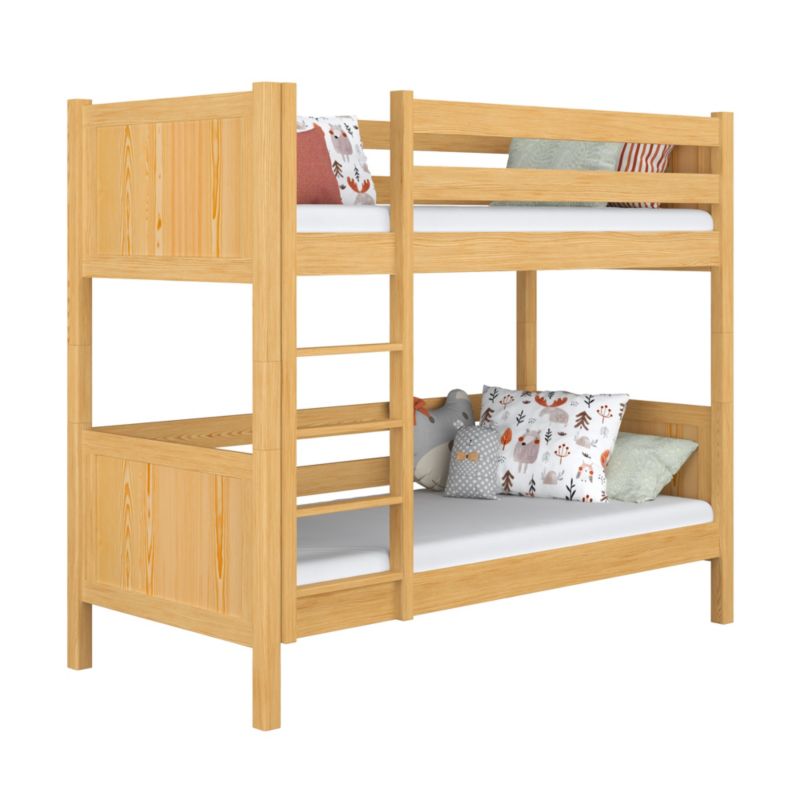 Drewniane łóżko N-WOOD piętrowe N02 sosna naturalna 80x180 1szt.