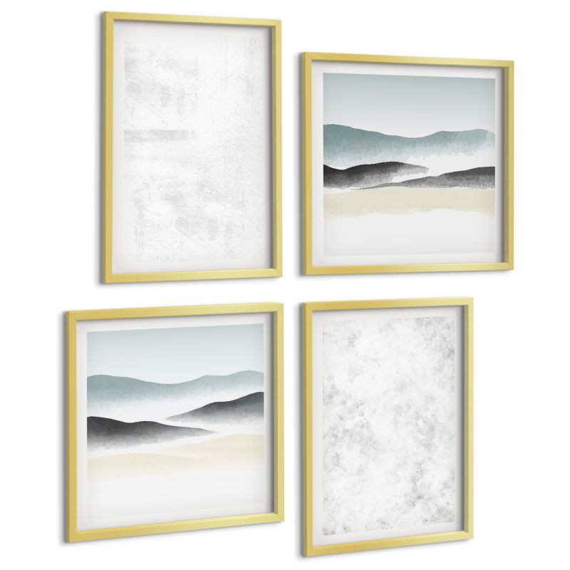 Komplet 4 Obrazów ArtPrintCave (2x50x50+2x40x60cm) Złota rama Złote plamy na płótnie tło 1 kpl.