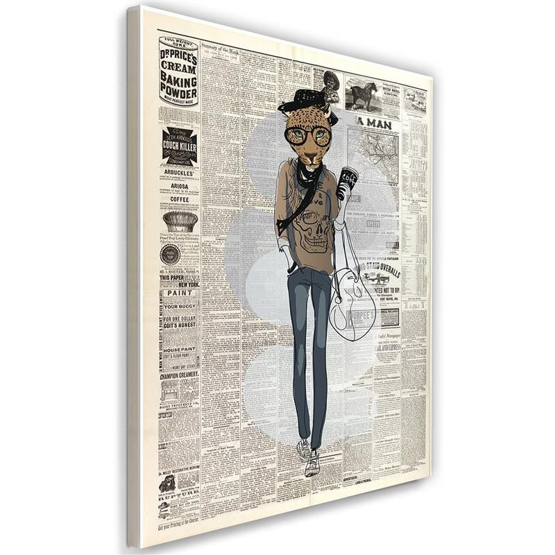 Obraz na płótnie Feeby Lampart hipster - artykuł w gazecie 40x60cm 1szt