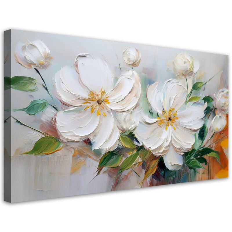 Obraz na płótnie Feeby Białe Kwintące Kwiaty jak malowane 80x40cm 1szt