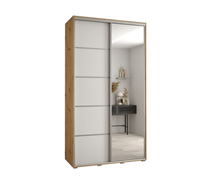 Szafa przesuwna Abiks DAVOS 5 wysoka szer.130cm gł.60cm artisan/biały/srebrny 1szt.