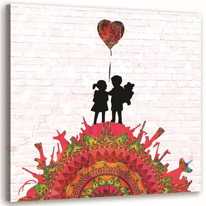 Obraz Feeby Mural Banksy - dzieci na wzgórzu broni 60x60cm 1szt