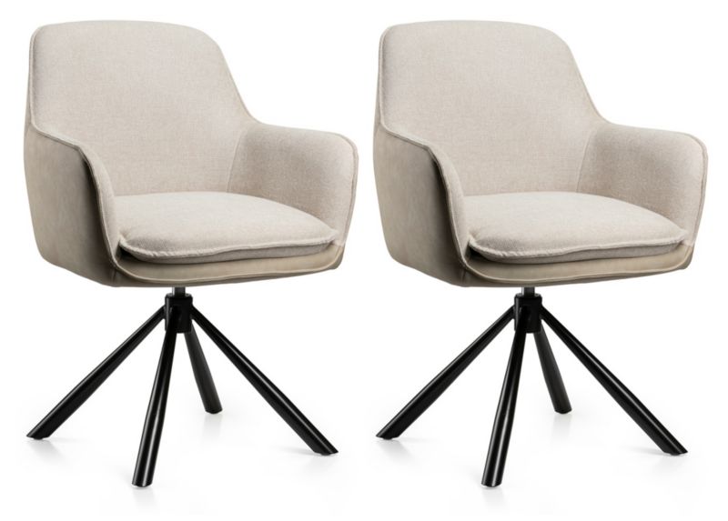Zestaw 2 krzeseł obrotowych HowHomely Ciano kremowych boucle z auto powrotem 63,5x62x89,5 cm 2 szt.