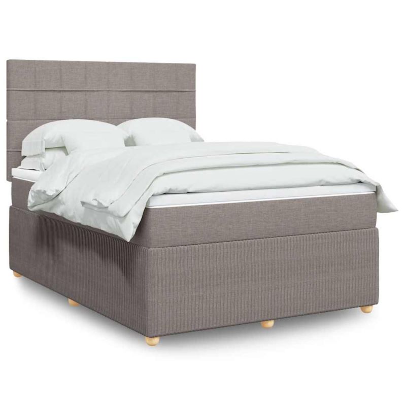 Łóżko z materacem WaszeMeble 135x190 cm Taupe tkanina z LED WM-3294355 1 szt.