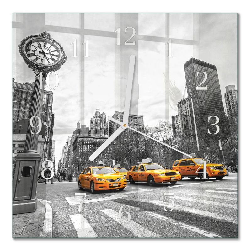 Zegar Ścienny Do Salonu Tulup 30x30 cm z Białymi Wskazówkami Taxi 1 szt.