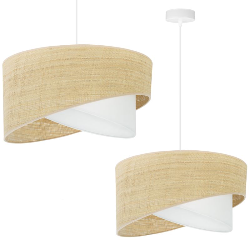 Lampa sufitowa wisząca Light Home LH Rattan skos 1x E27 beżowy/biały 1szt.