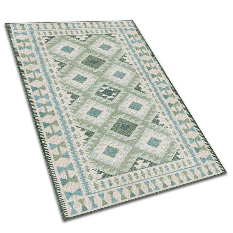 Dywan Tarasowy Tulup 140x210 cm Odporny Na Warunki Atmosferyczne Zielone romby 1 szt.