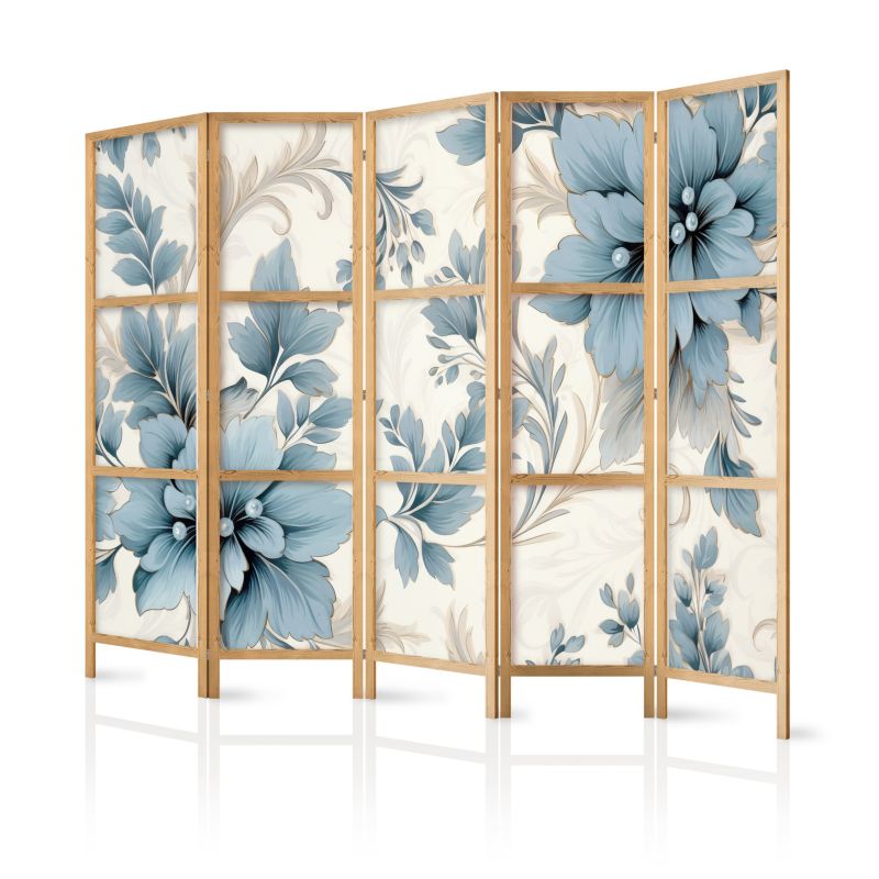 Parawan Muralo Japoński Turkusowe Kwiaty W Retro Klimacie 225x172 cm 1 szt.