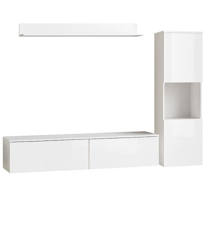 Meblościanka MINIO go for it PARMA z oświetleniem LED, biały/biały połysk , 1 szt.