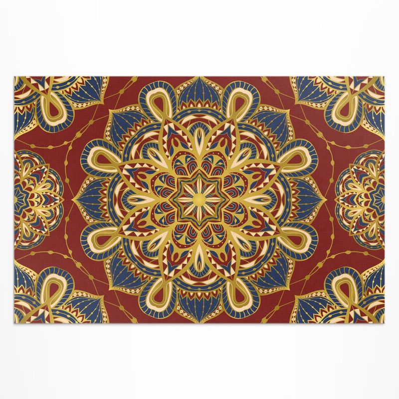 Winylowy Chodnik Zewnętrzny Wallfluent 140x210 cm Bogato zdobiona mandala orientalny wzór 1 szt.