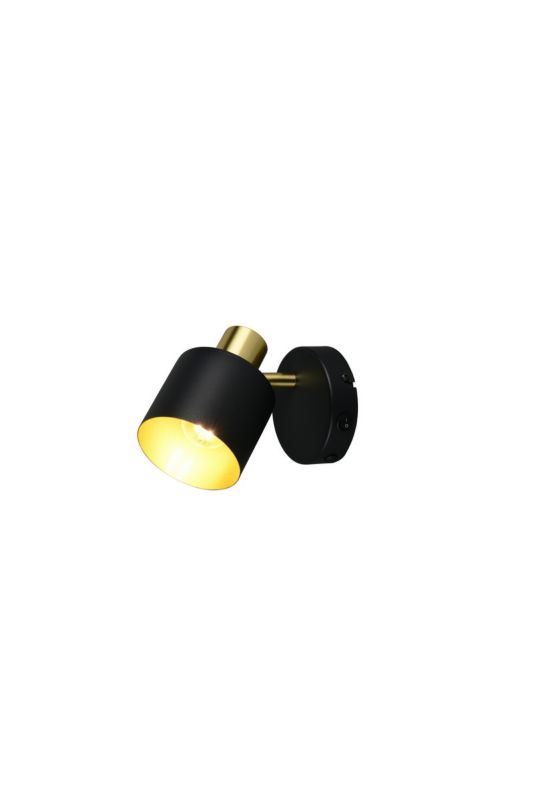 Reflektor spot cylindryczny klosz włącznik Trio EVA czarno-złoty 1xE14x10W IP20 wym:17x10x12,3cm - 1 szt.