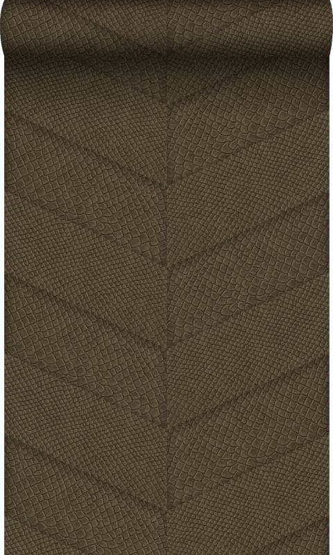 Tapeta Origin Wallcoverings motyw płytek z nadrukiem węża brązowym 53 cm x 10.05 m - 1 rol.