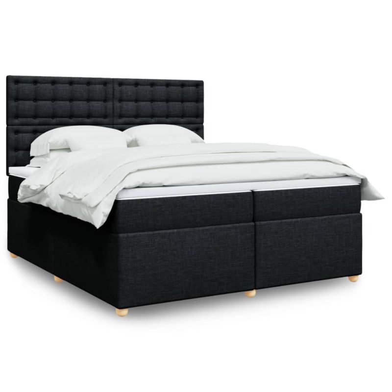 Łóżko z materacem WaszeMeble 200x200 cm Czarny tkanina WM-3291403 1 szt.