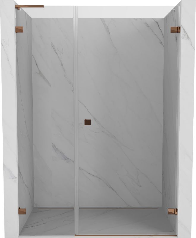 Drzwi prysznicowe uchylne Mexen Lunar-B L różowe złoto 125 cm 1 szt.