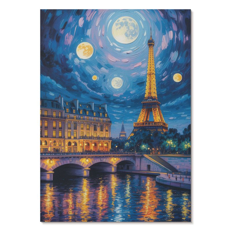 Nowoczesny Plakat na Płótnie Tulup 59,4,x84 cm (A1) Nocny Paryż Do salonu, sypialni, biura 1 szt.
