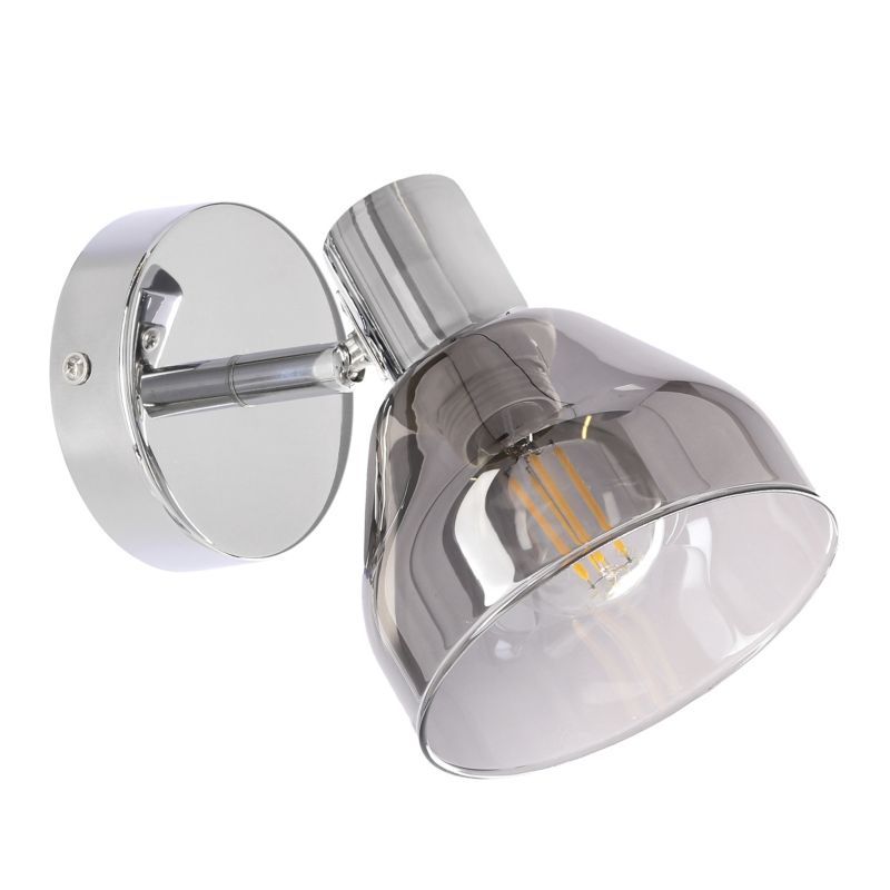 Kinkiet dymiony klosz Candellux Grazia srebrny 1xE14x40W IP20 wym:14x19x11cm - 1 szt.