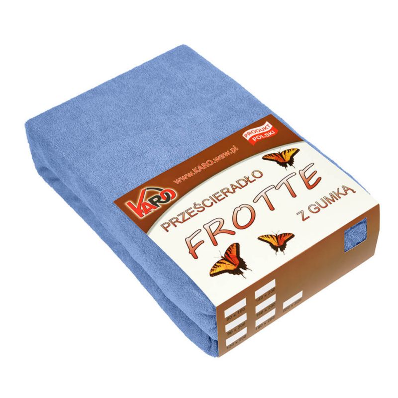 Prześcieradło frotte z gumką KARO 180x200 niebieskie 1 szt.