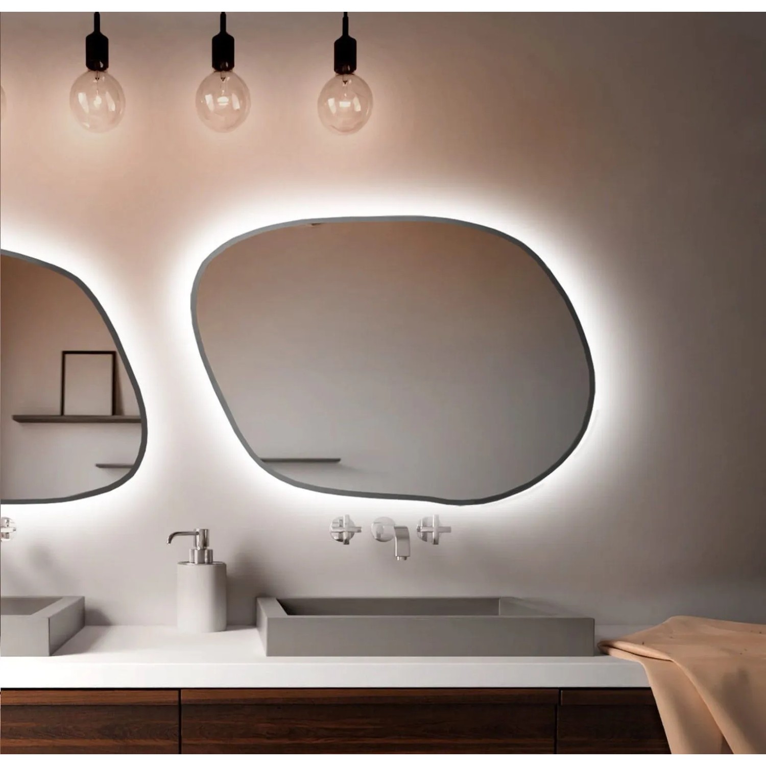 Lustro LED TBorder srebrne Neutralne 80x57 cm