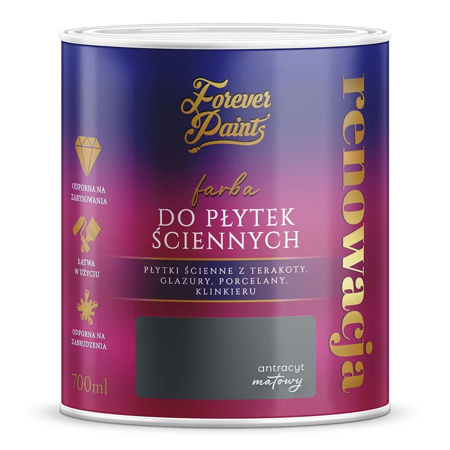 Farba Forever Paints do płytek ściennych antracyt 0,7L