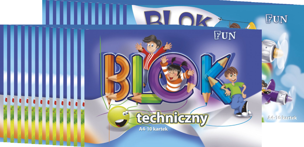 50x Blok techniczny Kreska Fun, A4, 10 kartek, biały