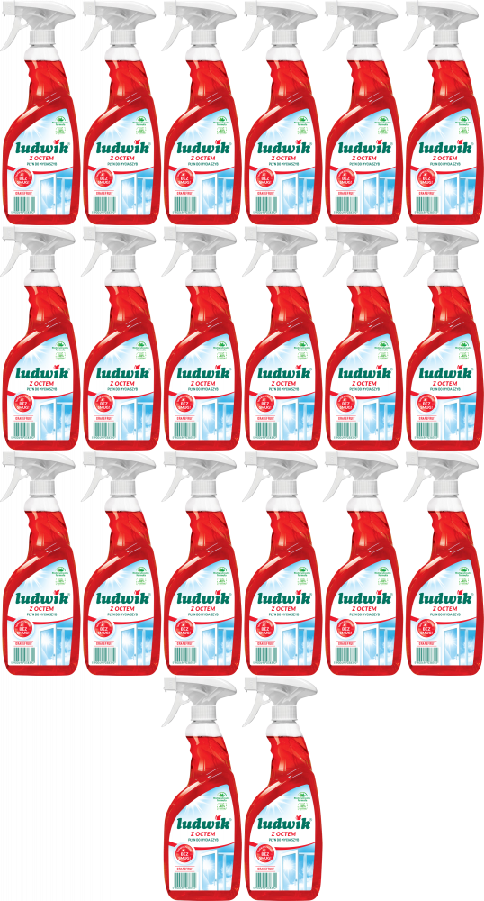 20x Płyn do mycia szyb i glazury Ludwik, z rozpylaczem, grapefruit z octem, 600ml